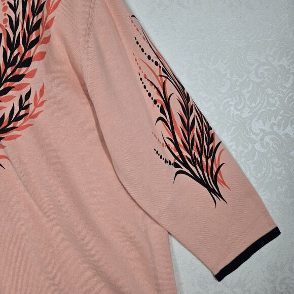 VTG Bob Mackie Wearable Art Cardigan Jacket sz XL Peach Black Zip Up Artsy READ - Picture 5 of 14